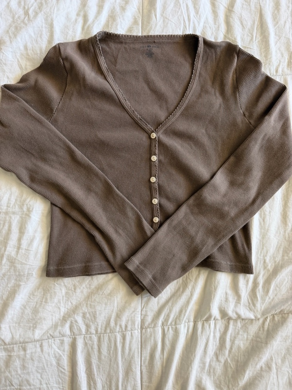 Brandy Melville Paige Ruffle Long Sleeve Top